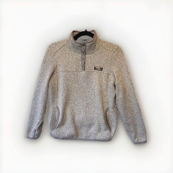 L.L. Bean Sweater Sweatshirt Women’s Small Fleece Pullover Pewter Heather Gray - Picture 1 of 10